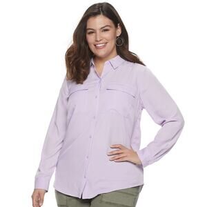 3/$20 ⭐️ Evri Purple Button Down Top Plus Size 3X XXXL Long Sleeve